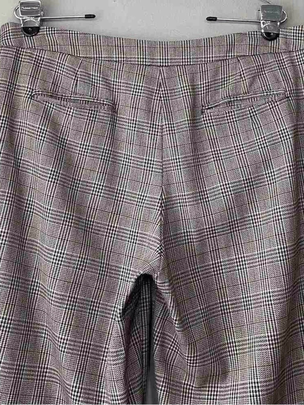 Plaid Boot-Cut Pants in Cream and Brown